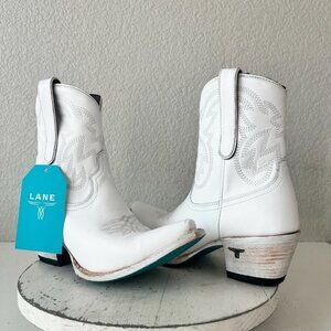 Lane SMOKESHOW Cowboy Bootie Womens 8.5 White Western Cowgirl Short Ankle Boots